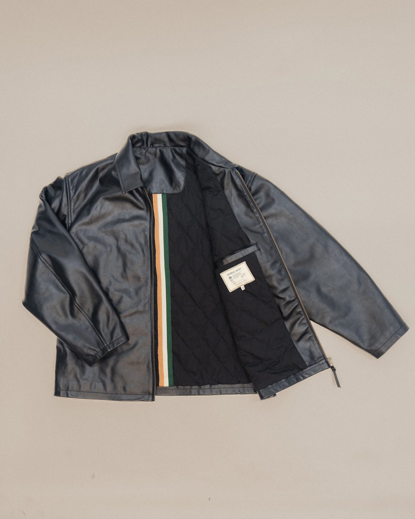 Harrington Loose Fit Leather Jacket